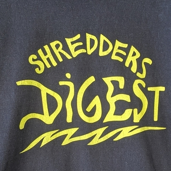 Shredder's Digest Black Yellow Heavyweight Short Sleeve T-Shirt Very Large - Picture 2 of 6